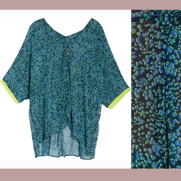 NEW $78 Free People‎ Intimately FP [ Small ] Sleepin In Shirt in Navy Blue Green