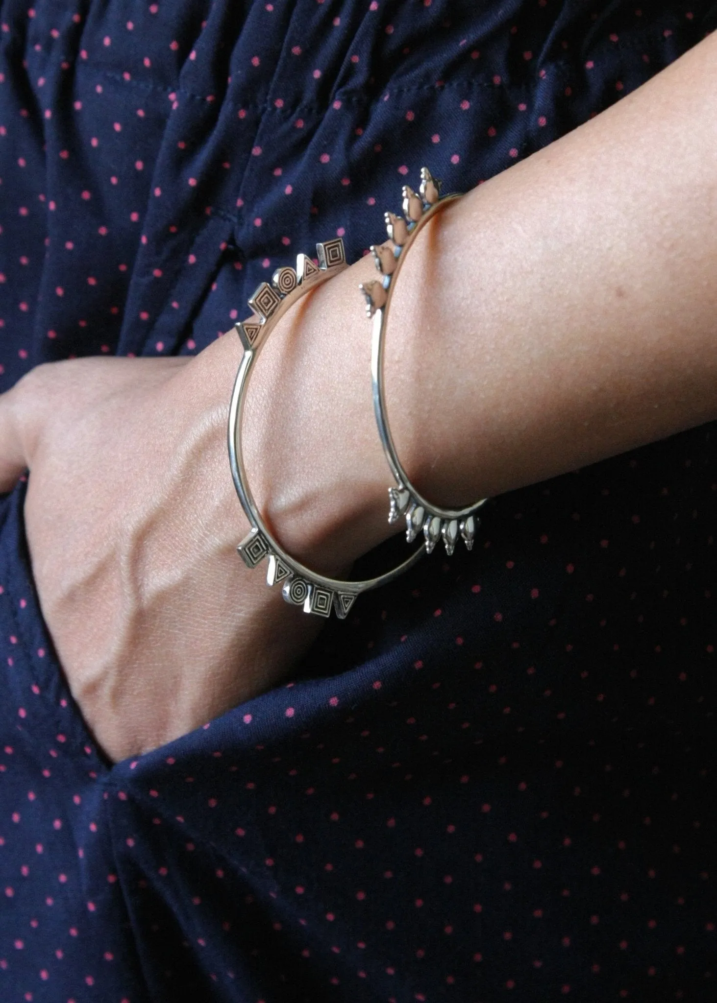 NKOSI neo-tribal bangle with geometric motifs