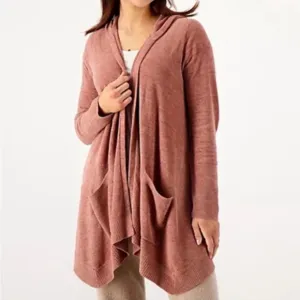 NWT Barefoot Dreams Cozy Chic Ultra Cardigan Clay Open Front Cardigan Size Large