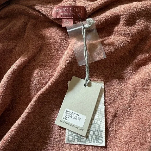 NWT Barefoot Dreams Cozy Chic Ultra Cardigan Clay Open Front Cardigan Size Large