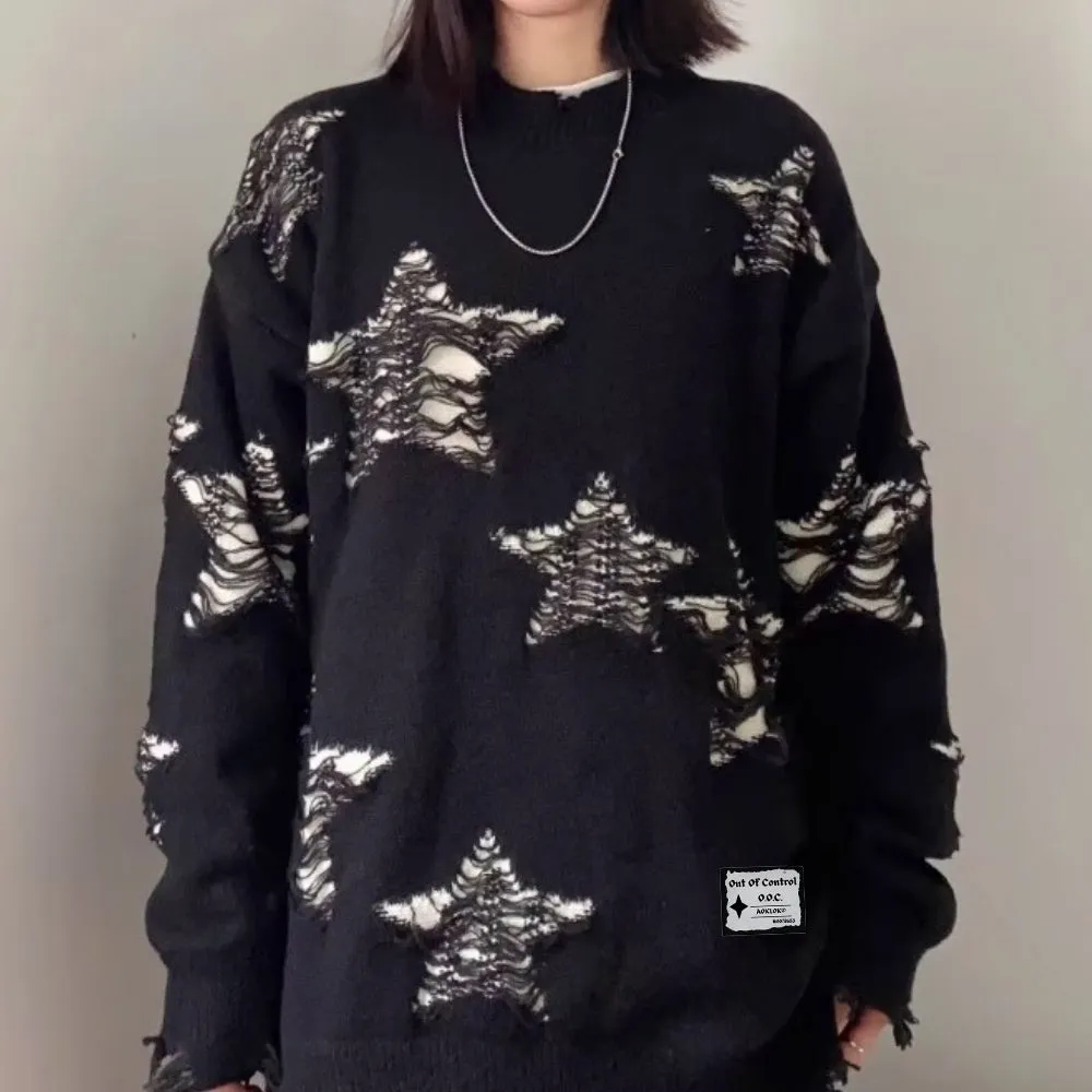 OOC' Casual Hollow Hole Stars Sweater