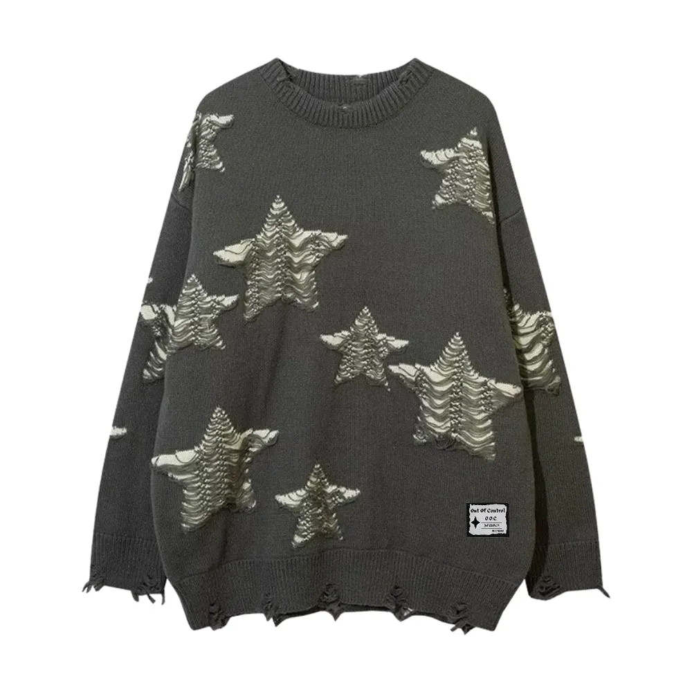 OOC' Casual Hollow Hole Stars Sweater