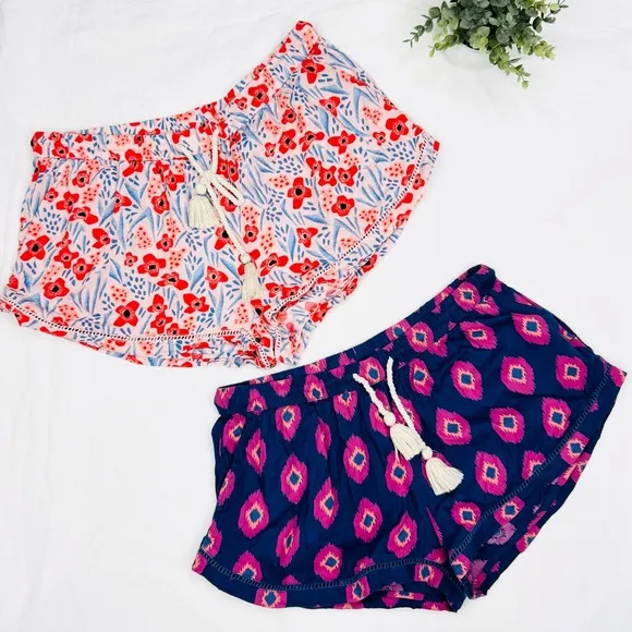 Pact Organic Cotton Breezy Light Gauze Sleep Short Small in Floral Poppy BUNDLE