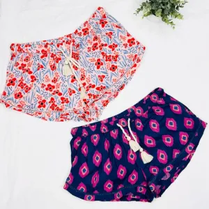 Pact Organic Cotton Breezy Light Gauze Sleep Short Small in Floral Poppy BUNDLE