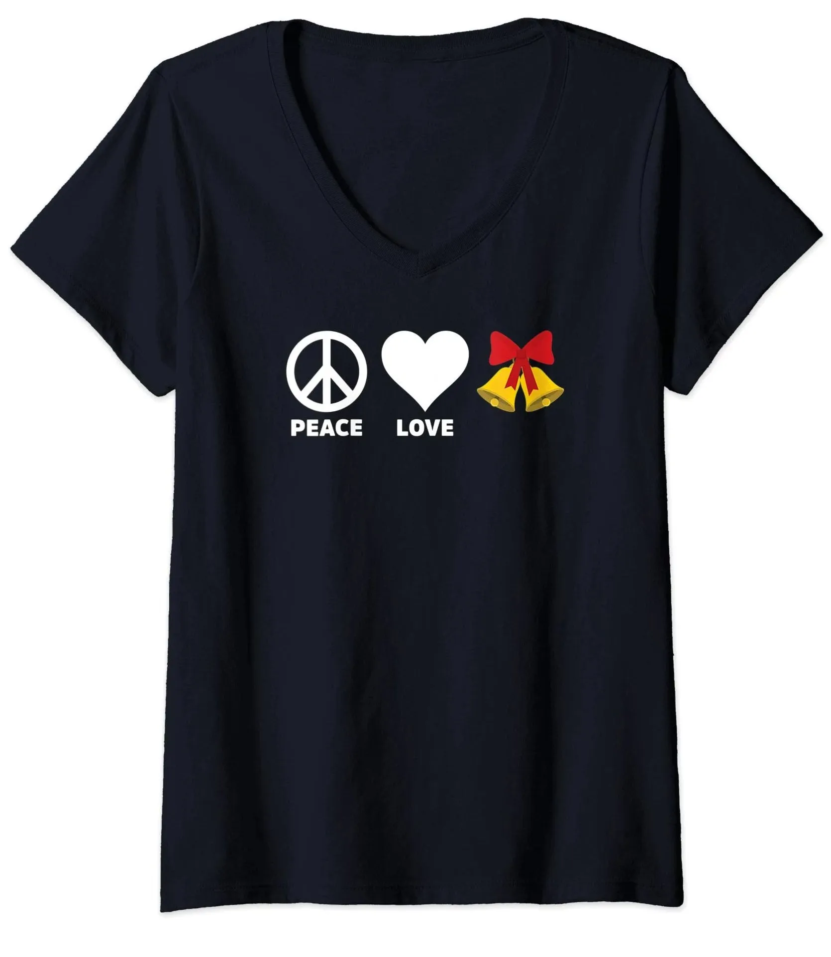 Peace Love Jingle Bells Holiday Christmas Tee