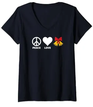 Peace Love Jingle Bells Holiday Christmas Tee