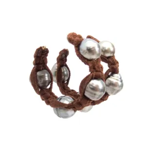 Pearl Suede Hoops