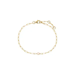 Pearl X Paperclip Bracelet 14K