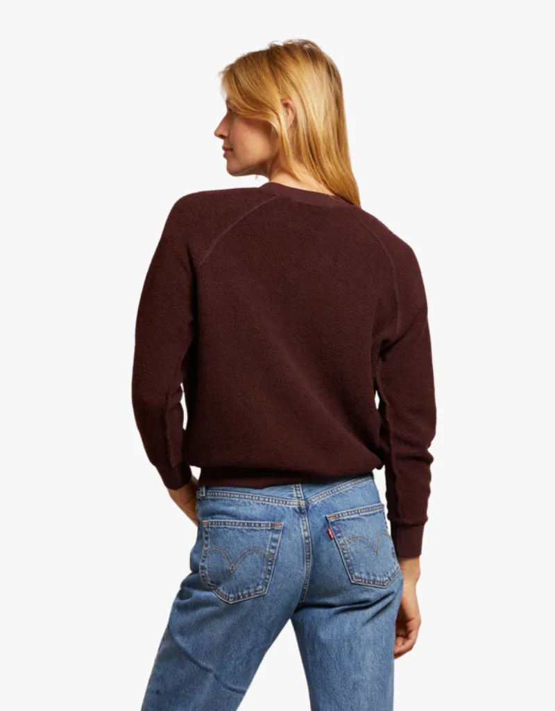 Perfect White Tee Ziggy Inside Out Fleece Shrunken Crew in Blackberry