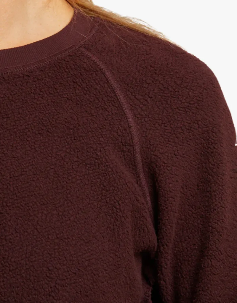 Perfect White Tee Ziggy Inside Out Fleece Shrunken Crew in Blackberry