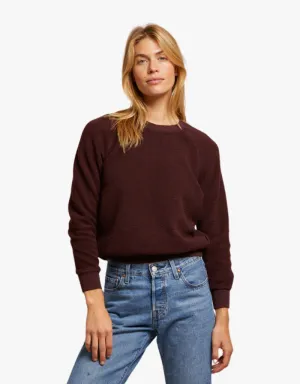 Perfect White Tee Ziggy Inside Out Fleece Shrunken Crew in Blackberry