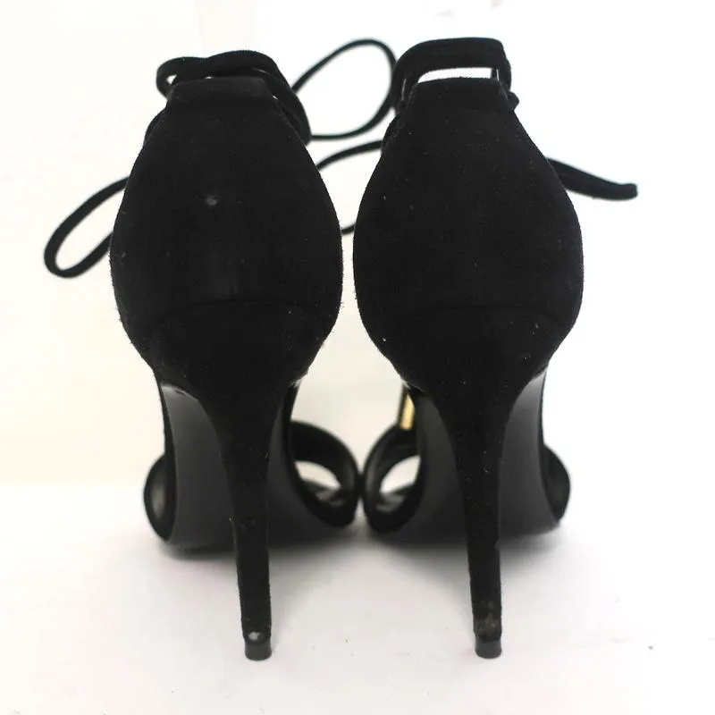 Pierre Hardy Blondie Sandals Black Suede Size 35 Open Toe Ankle Wrap Heels