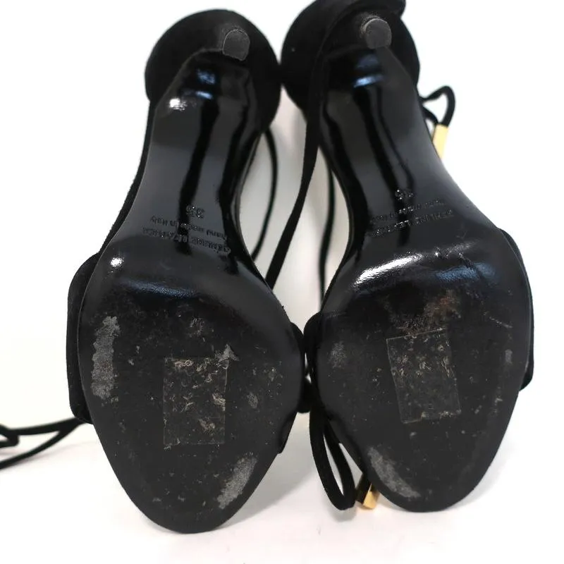Pierre Hardy Blondie Sandals Black Suede Size 35 Open Toe Ankle Wrap Heels