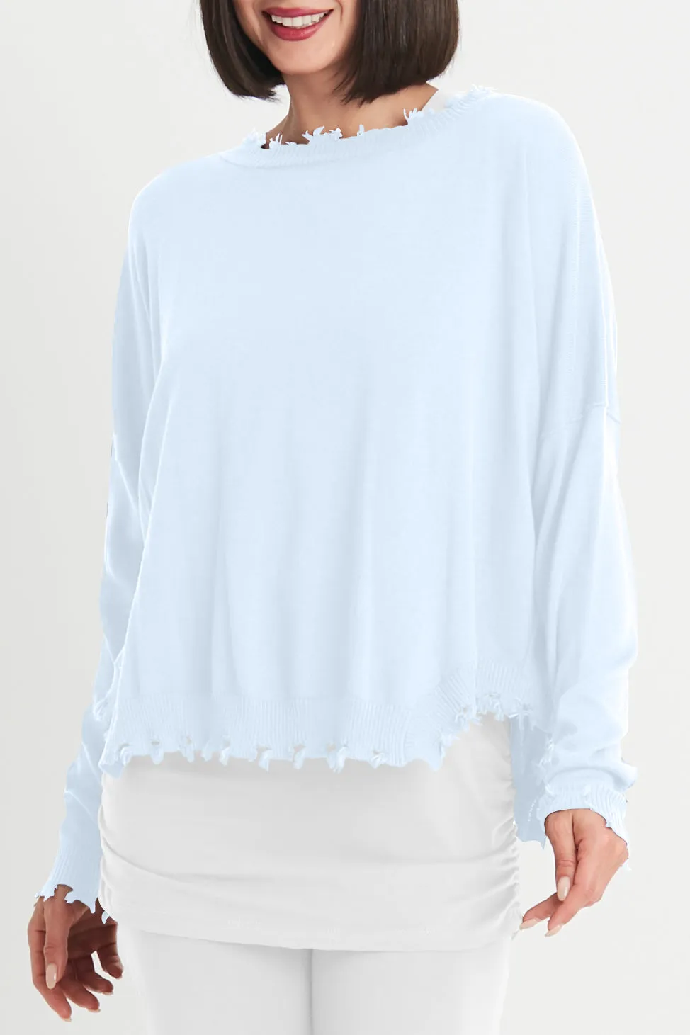 Pima Cotton Shabby Chic Crewneck Sweater