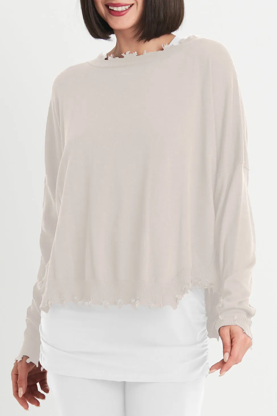 Pima Cotton Shabby Chic Crewneck Sweater