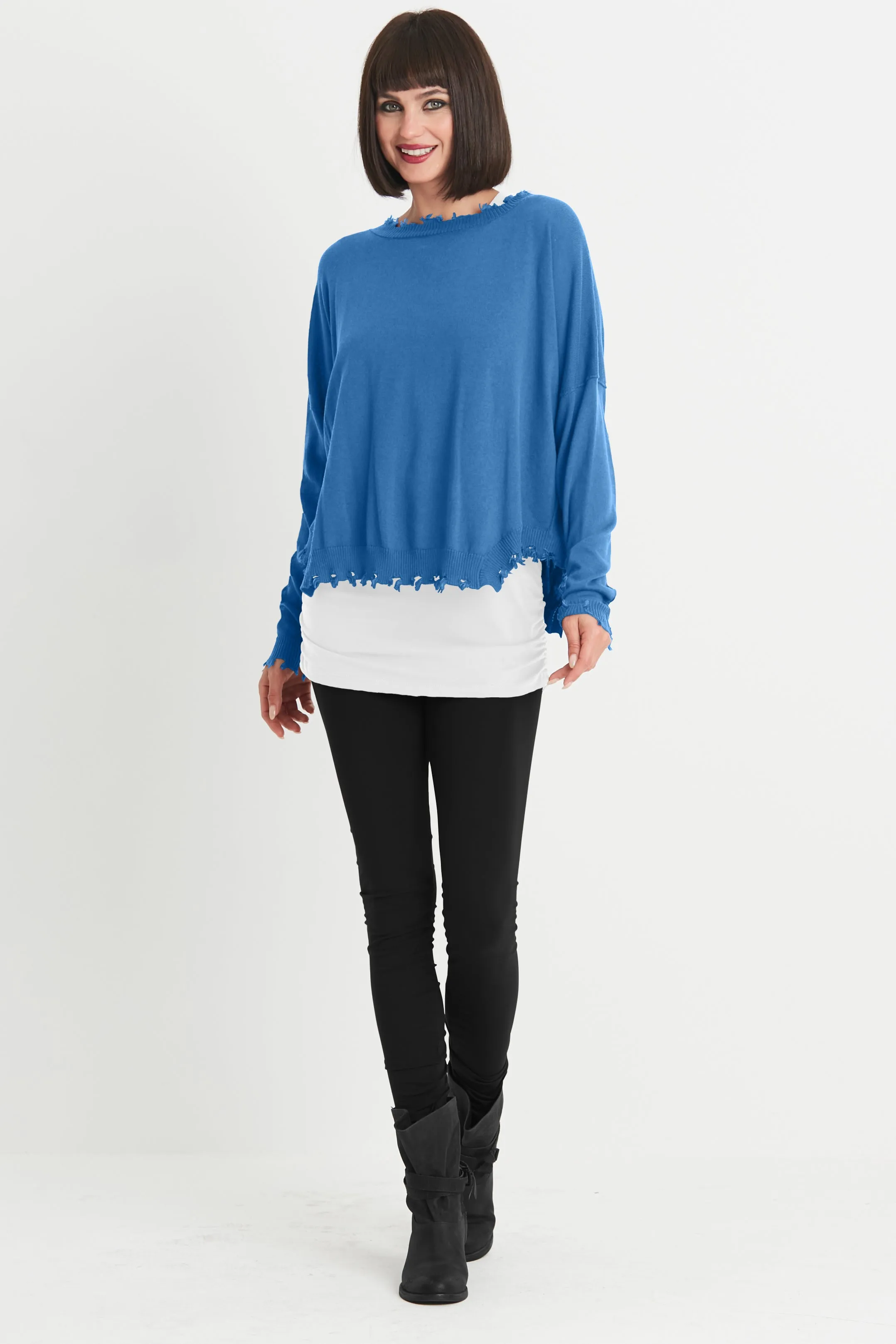 Pima Cotton Shabby Chic Crewneck Sweater