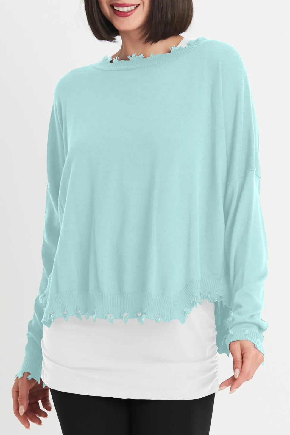 Pima Cotton Shabby Chic Crewneck Sweater
