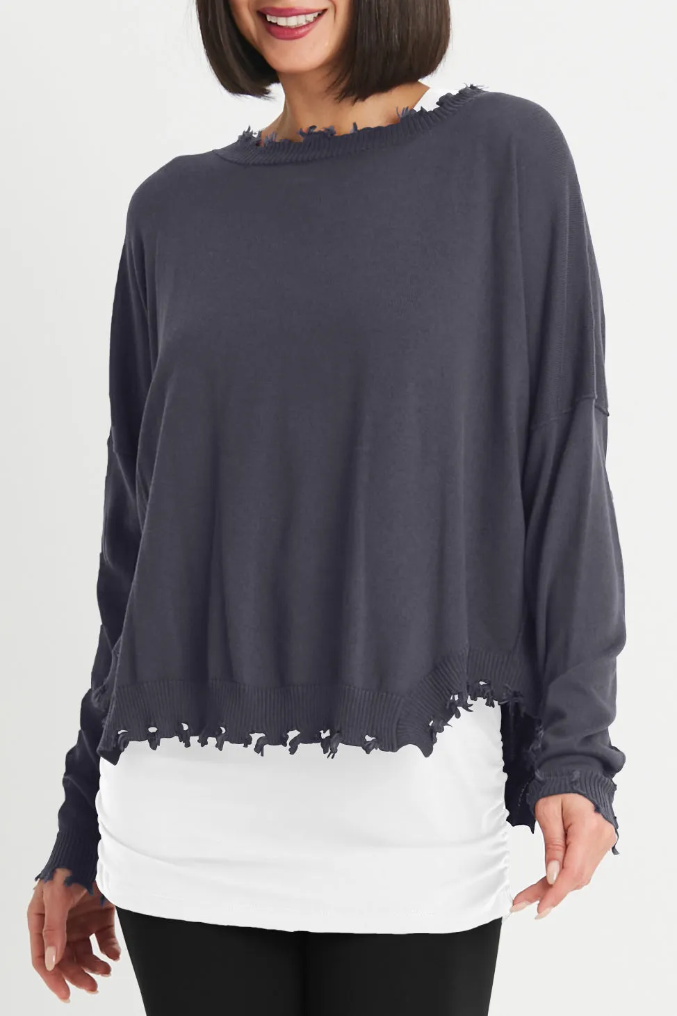Pima Cotton Shabby Chic Crewneck Sweater