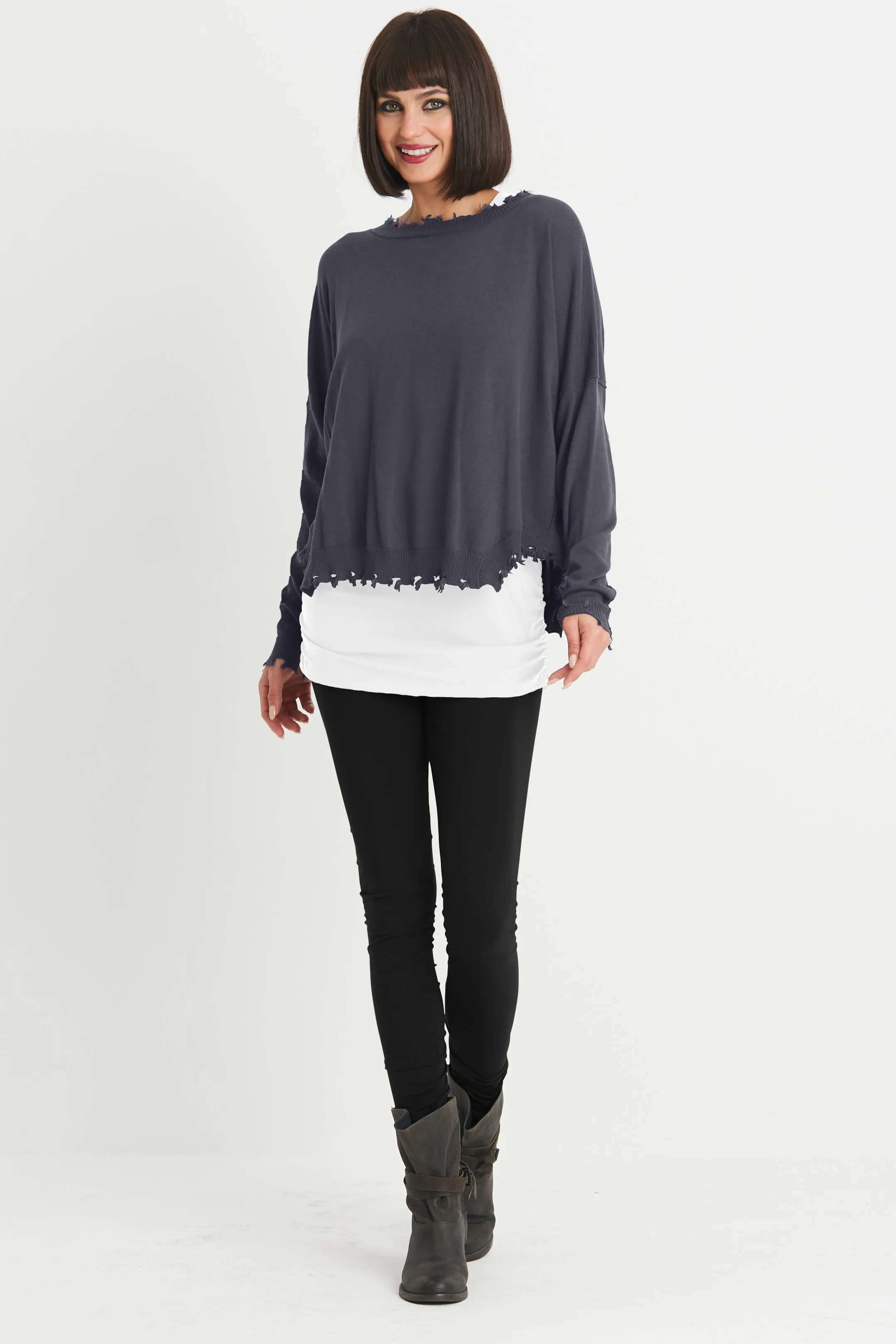 Pima Cotton Shabby Chic Crewneck Sweater