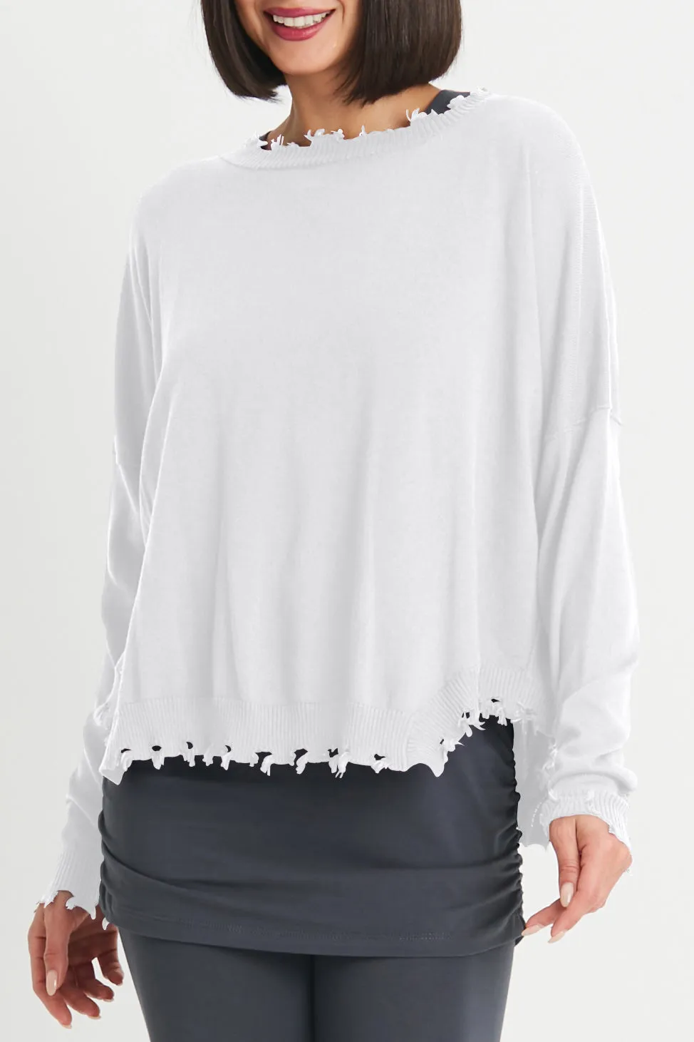 Pima Cotton Shabby Chic Crewneck Sweater