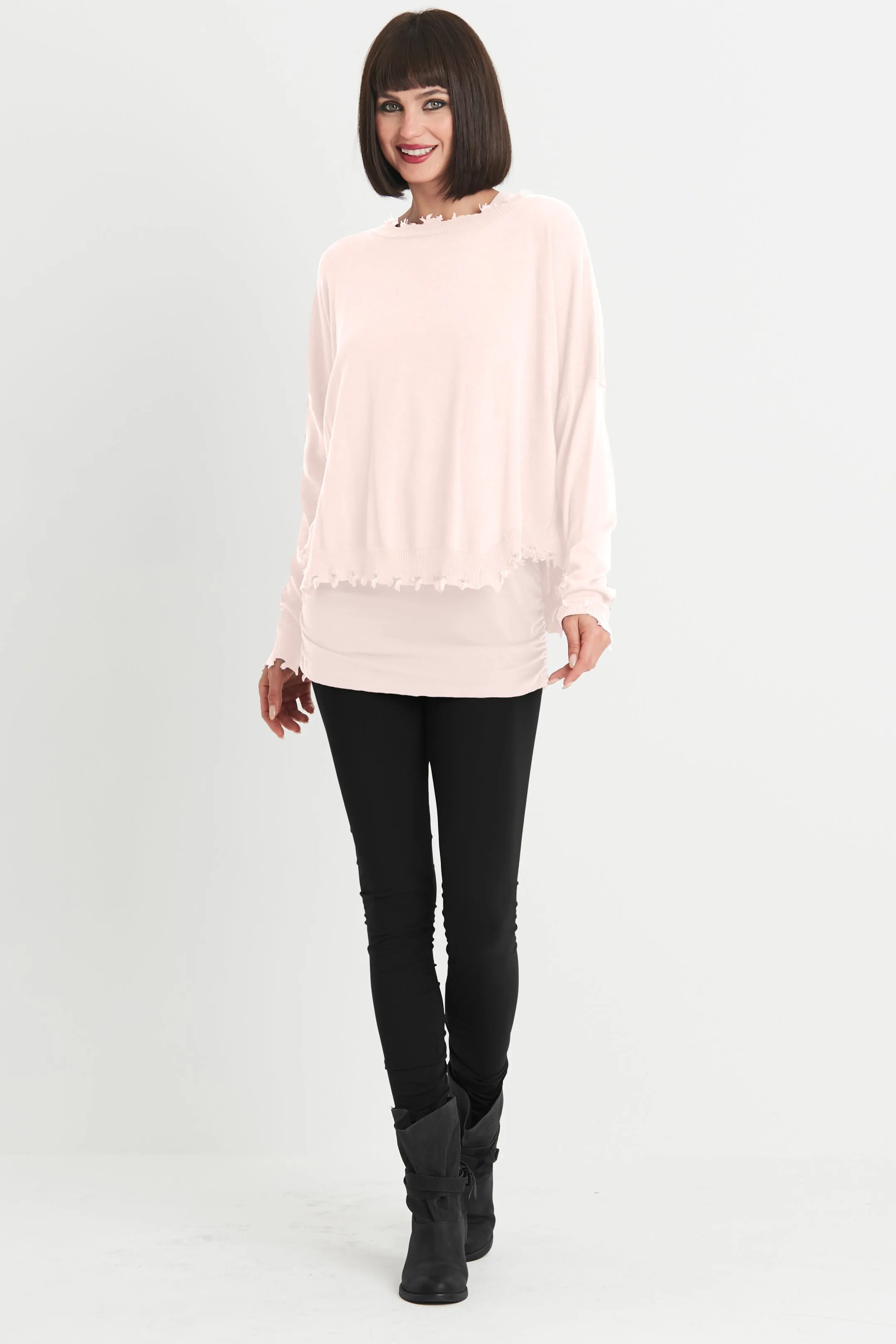 Pima Cotton Shabby Chic Crewneck Sweater