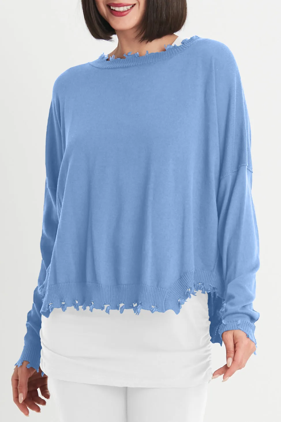 Pima Cotton Shabby Chic Crewneck Sweater