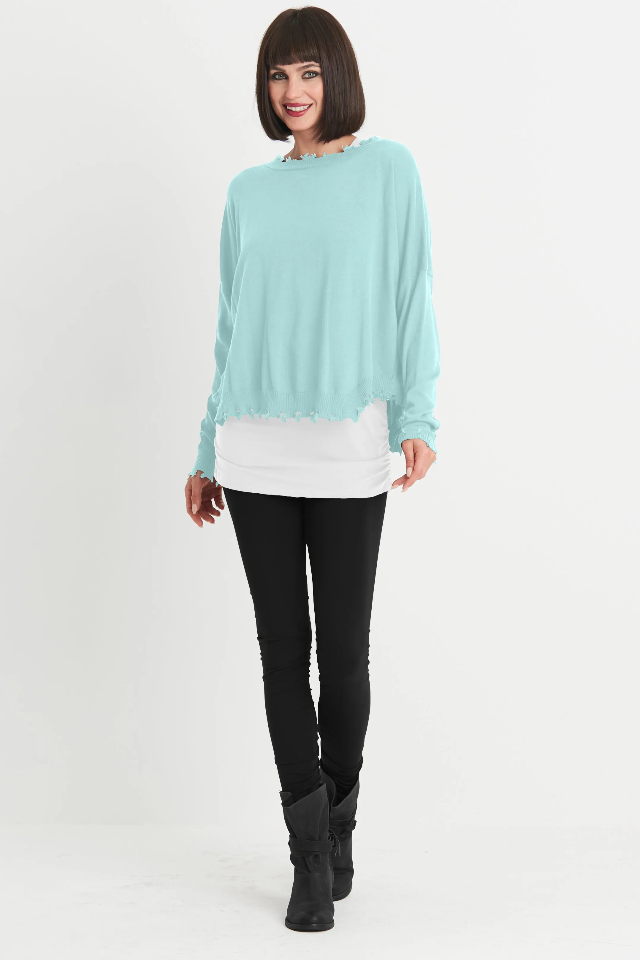 Pima Cotton Shabby Chic Crewneck Sweater
