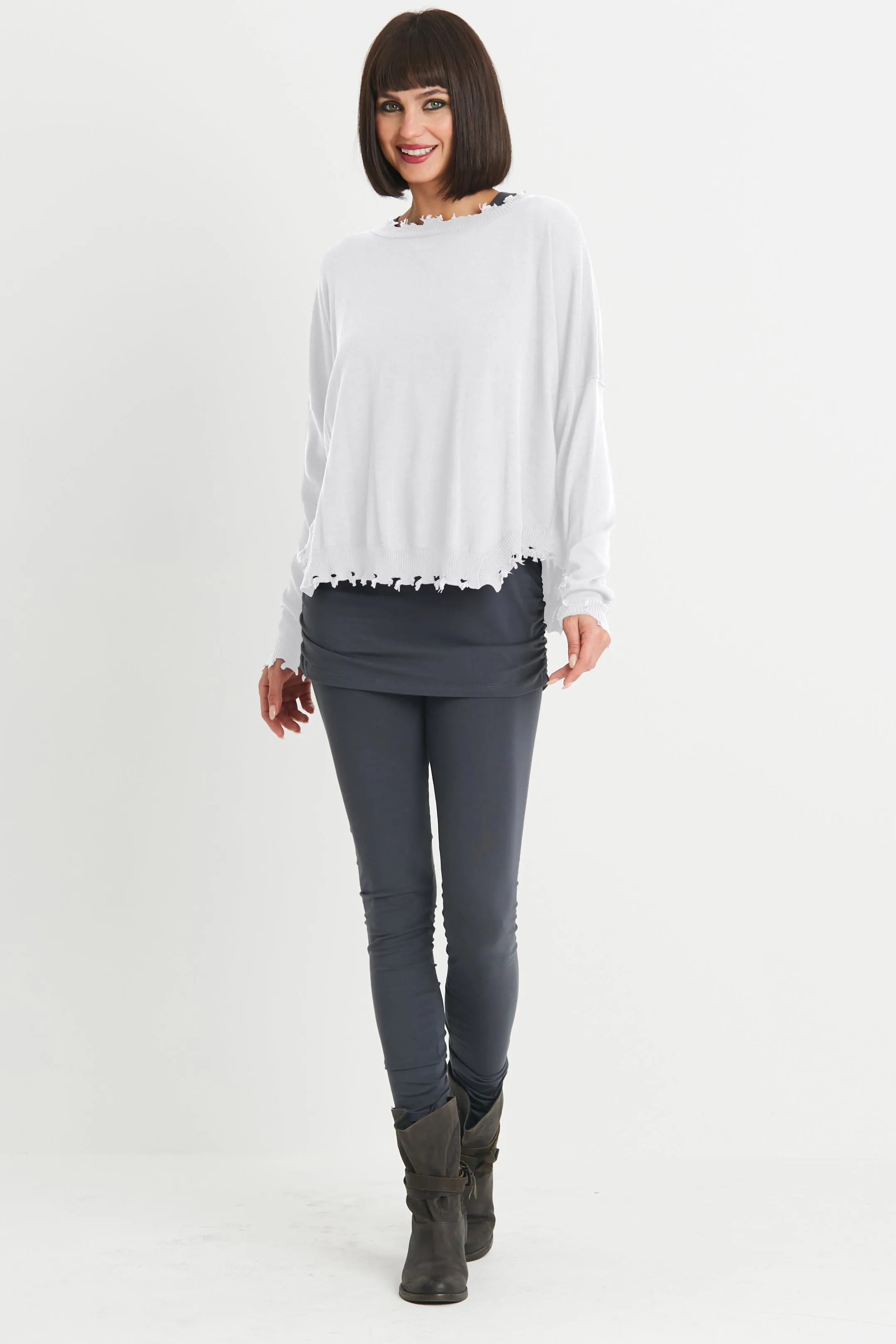 Pima Cotton Shabby Chic Crewneck Sweater