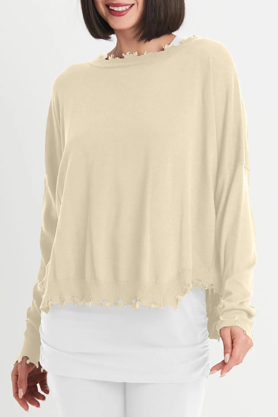Pima Cotton Shabby Chic Crewneck Sweater