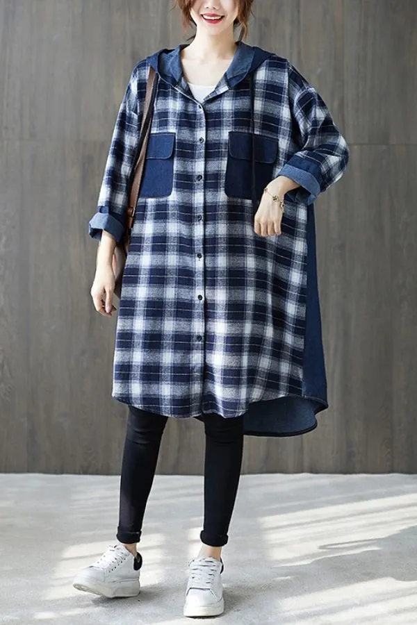 Plaid Printing Midi Dress (Fit 110lbs - 220lbs)