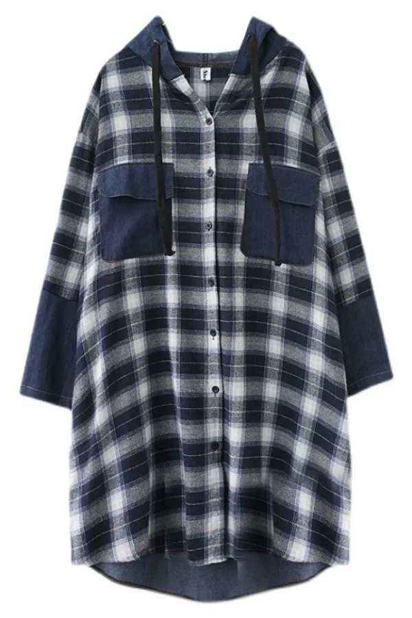 Plaid Printing Midi Dress (Fit 110lbs - 220lbs)