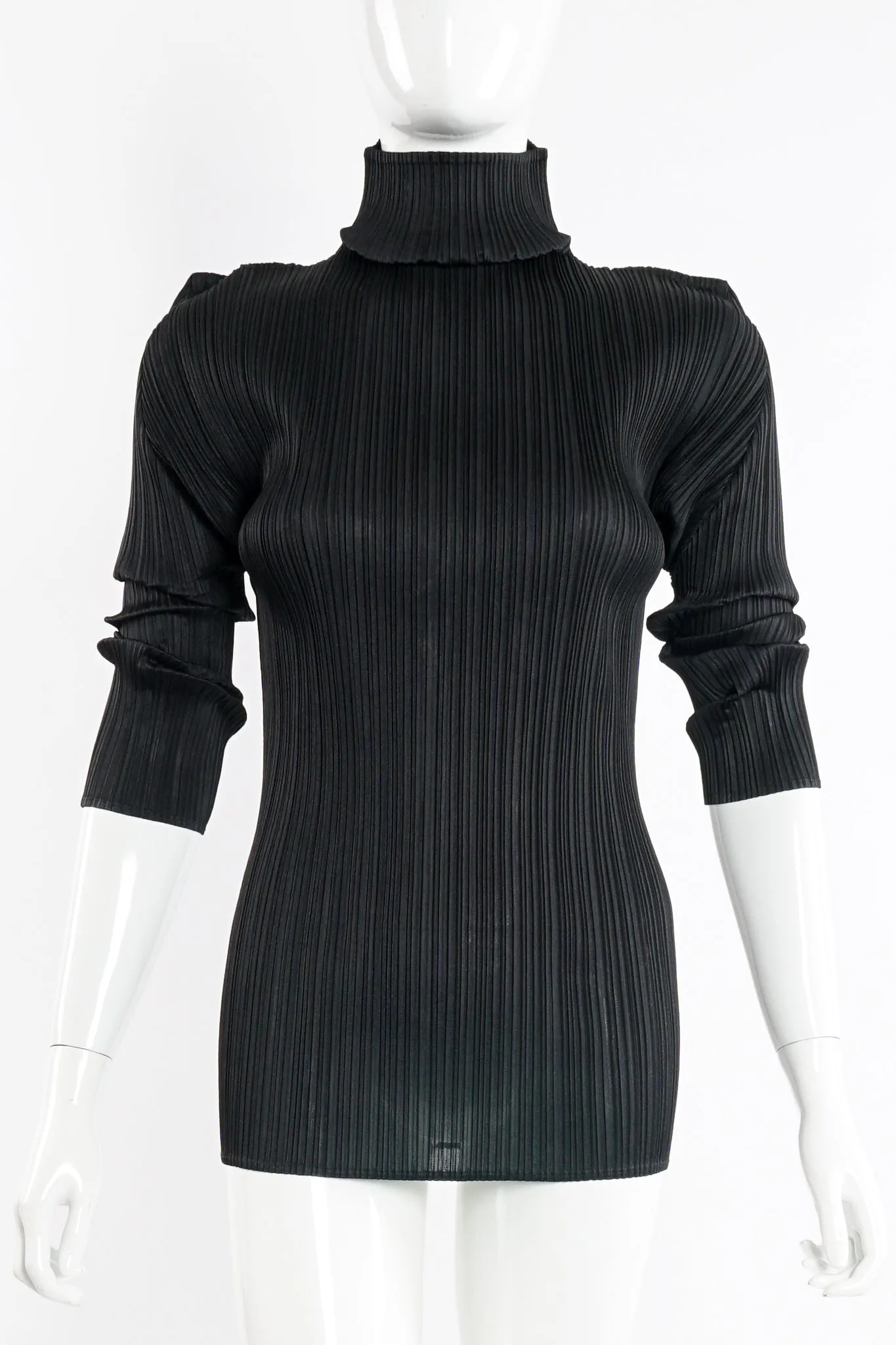 Pleated Turtleneck Top