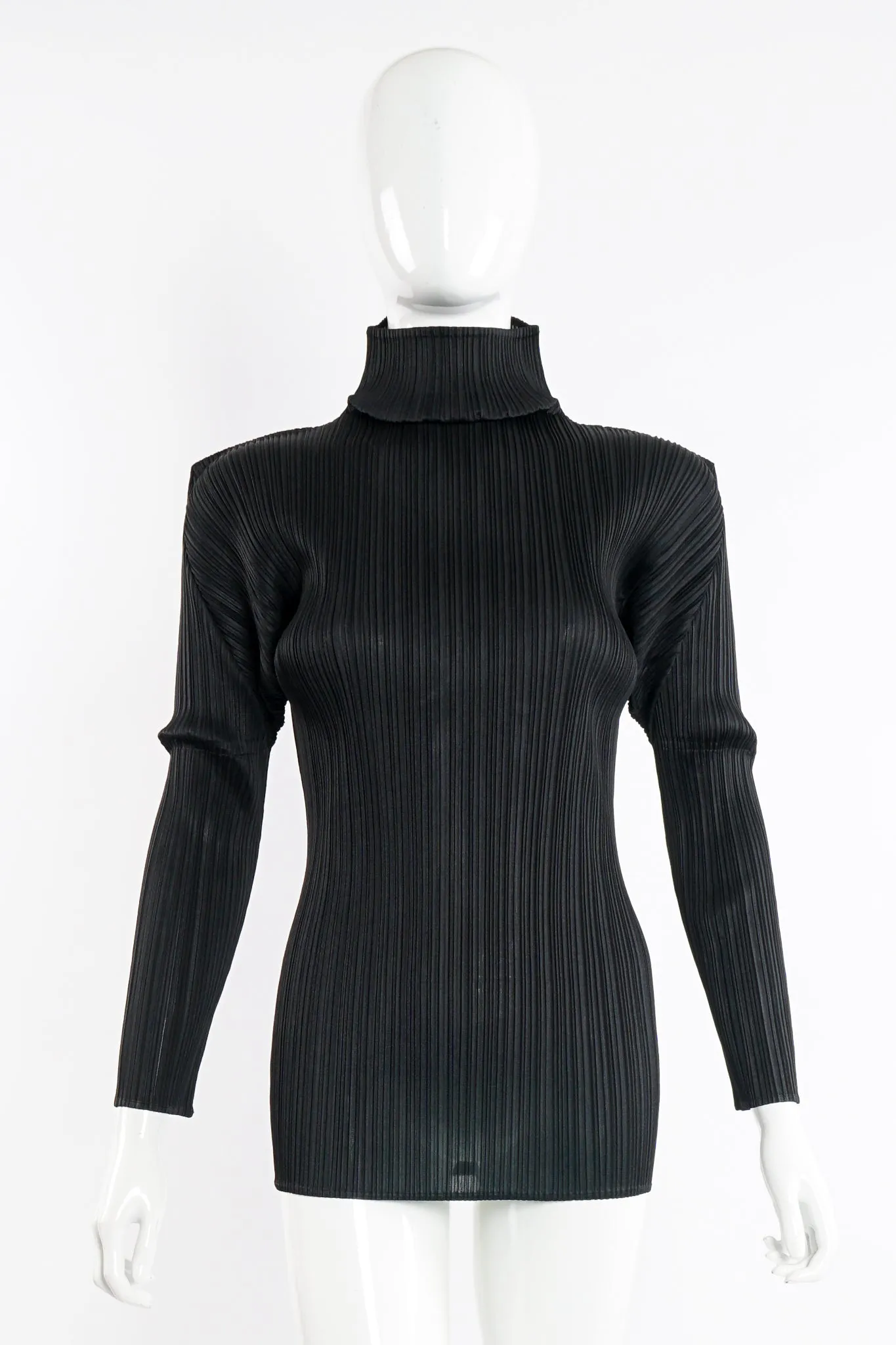 Pleated Turtleneck Top