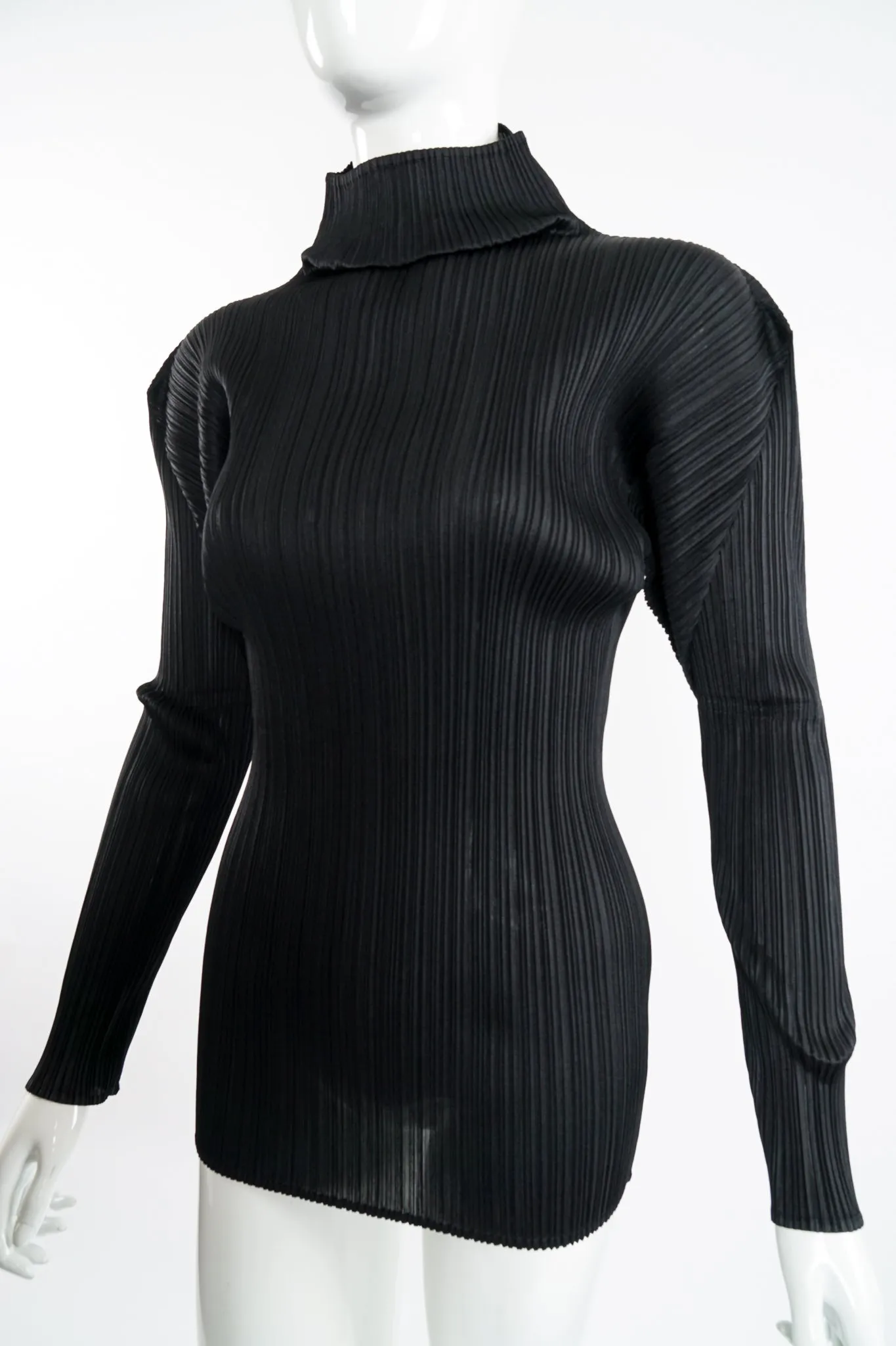 Pleated Turtleneck Top