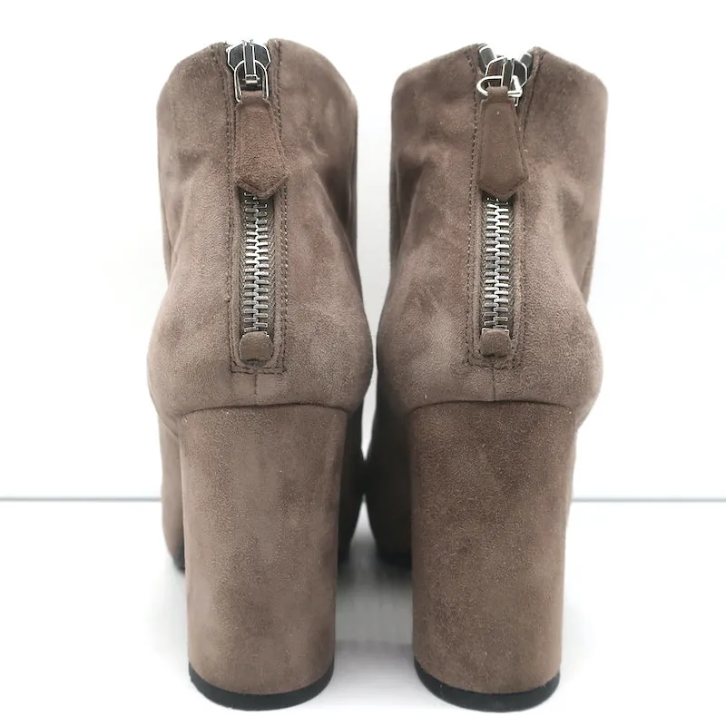 Prada Ankle Boots Taupe Suede Size 35 Hidden Platform Booties