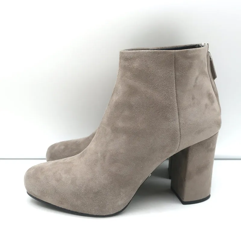Prada Ankle Boots Taupe Suede Size 37 Hidden Platform Booties
