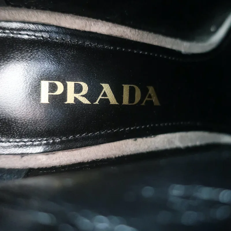 Prada Ankle Boots Taupe Suede Size 37 Hidden Platform Booties