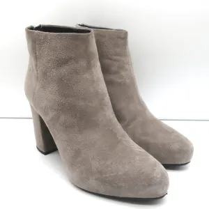 Prada Ankle Boots Taupe Suede Size 37 Hidden Platform Booties