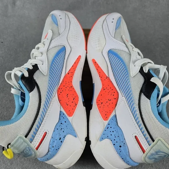 Puma RS- x airbrush junior white red blue and orange men's size 10 sneakers SHOE