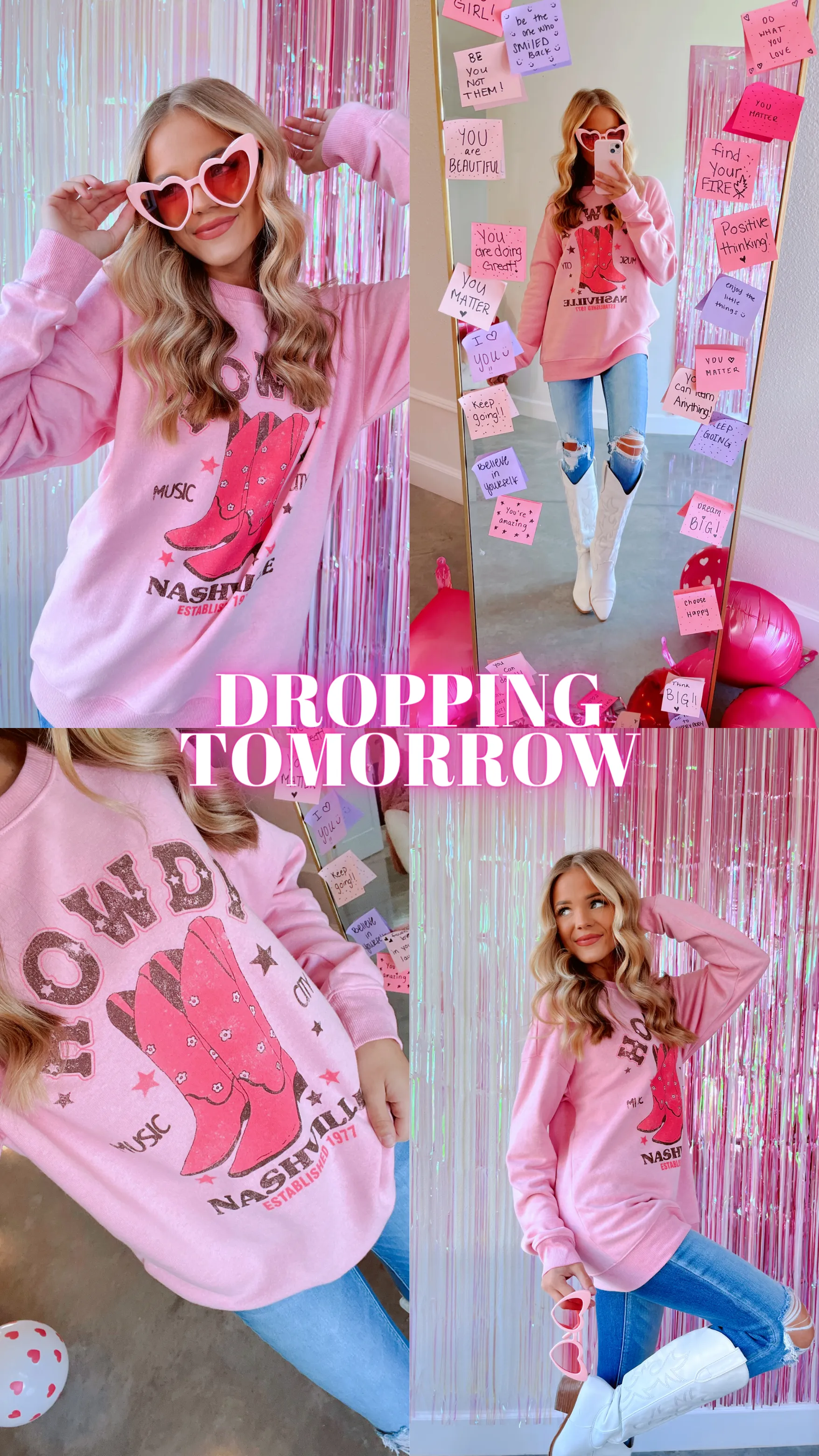 "Hot Lips" Rhinestone Graphic Tee  - Hot Pink