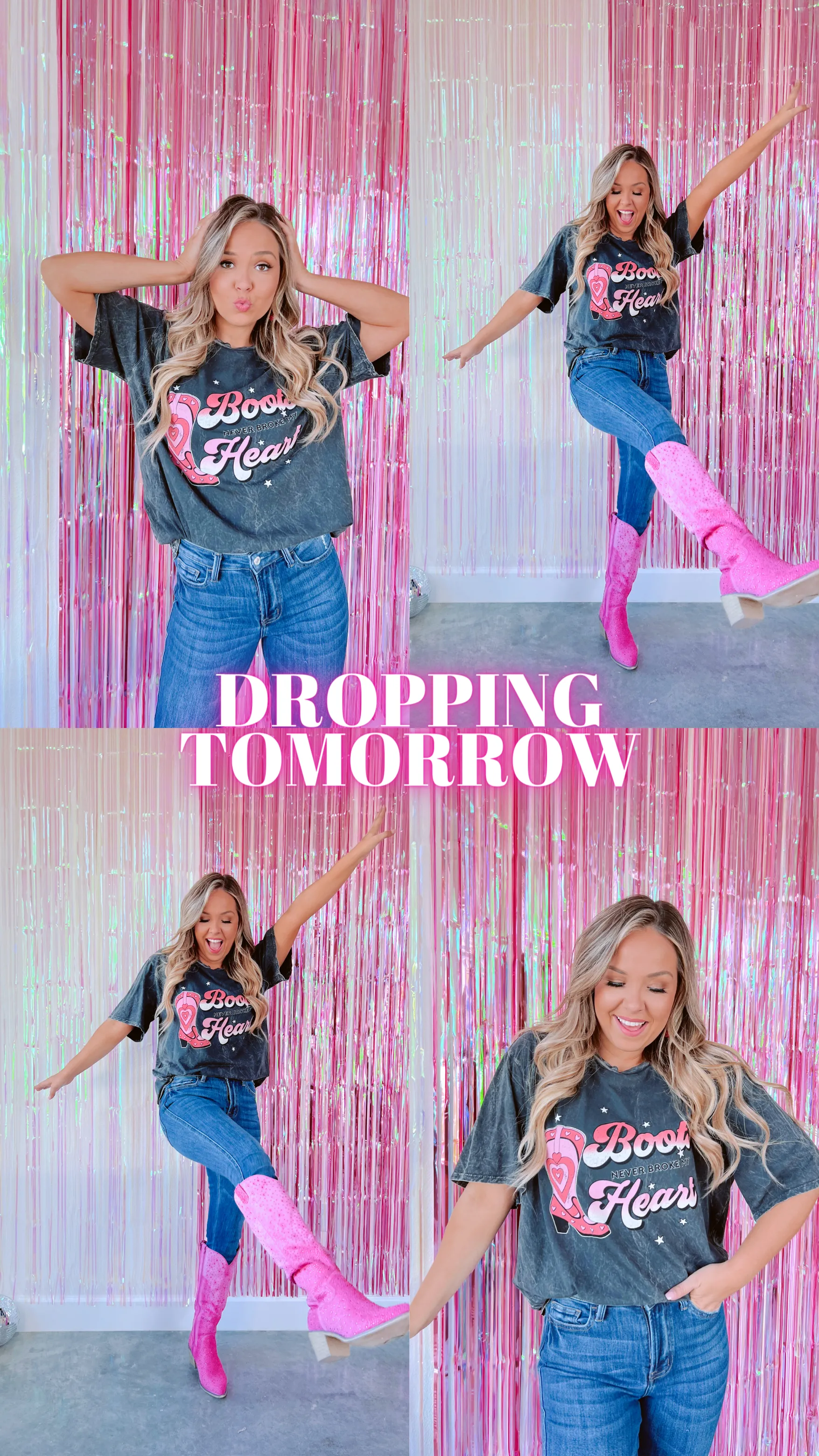 "Hot Lips" Rhinestone Graphic Tee  - Hot Pink