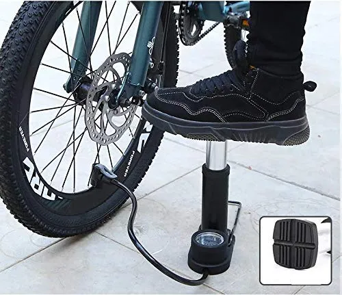 QUXIS Portable Mini Bike Pump Foot Activated with Pressure Gauge for Road