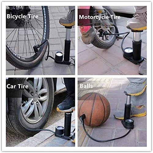 QUXIS Portable Mini Bike Pump Foot Activated with Pressure Gauge for Road