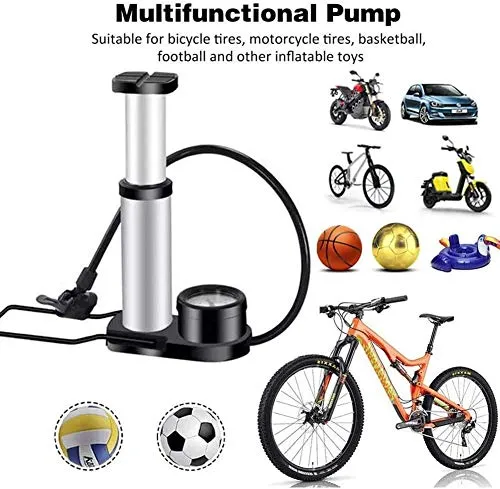 QUXIS Portable Mini Bike Pump Foot Activated with Pressure Gauge for Road