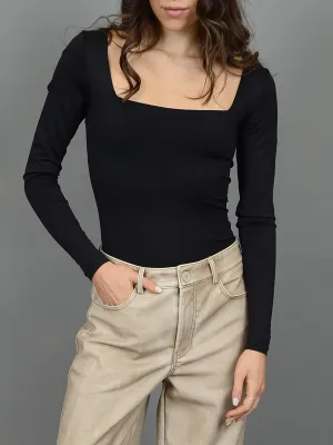 RD STYLE Second Skin Stacy Long Sleeve Square Neck Bodysuit