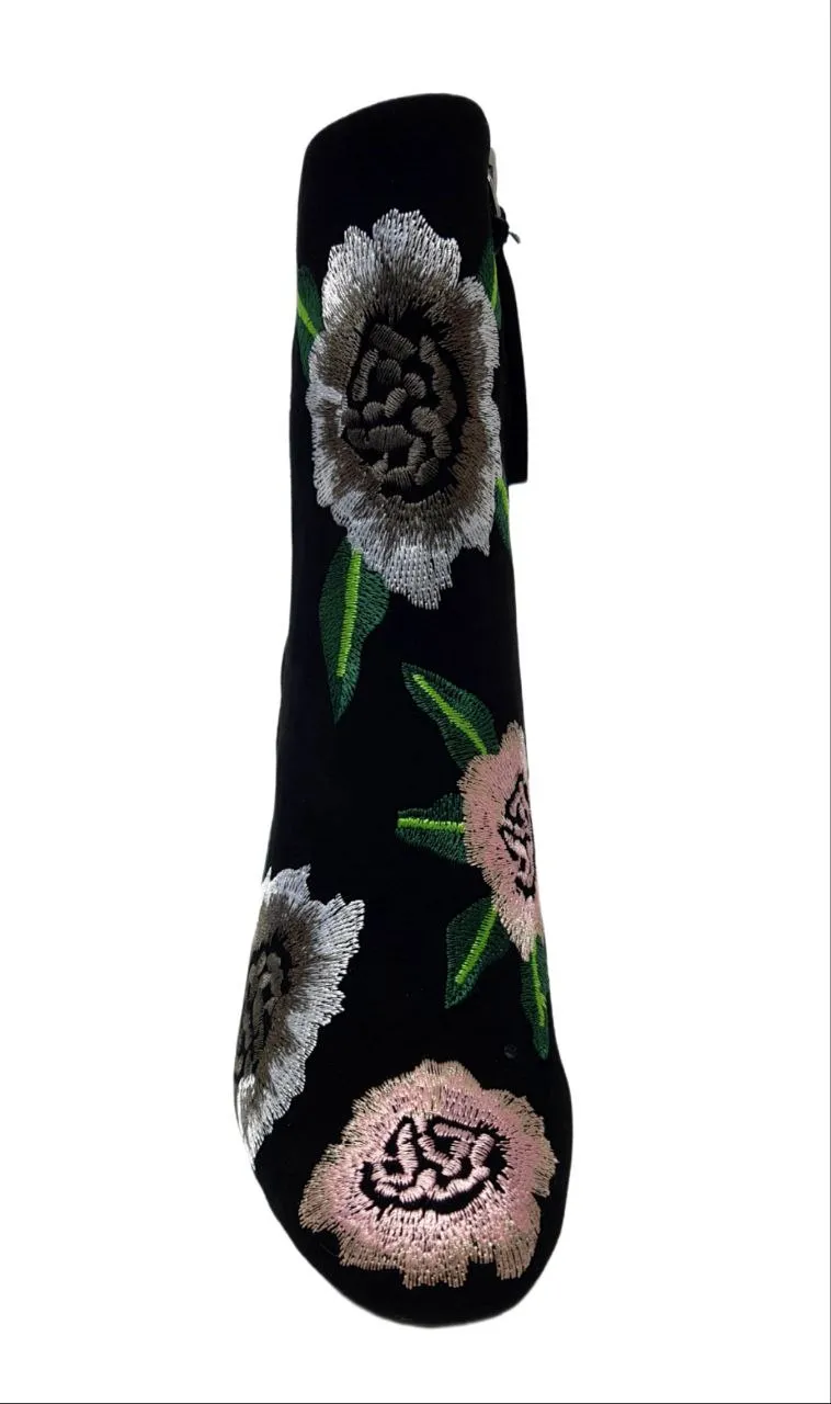 REBECCA MINKOFF Women's Black Floral Bryce Embroi Booties #M9291008 NWB