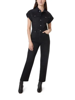 ROLLED SLEEVE JUMPSUIT-BLACK