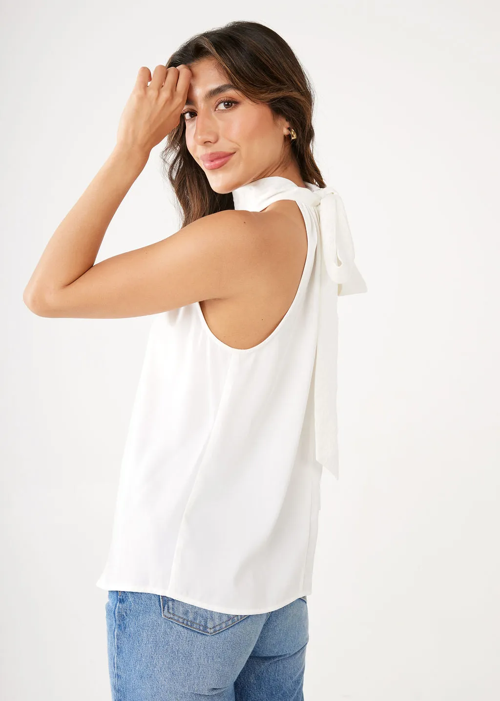 Rory White Satin Halter Top