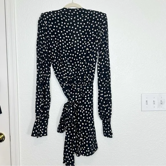 RUMORED Dot Dress rose wrap black ditsy