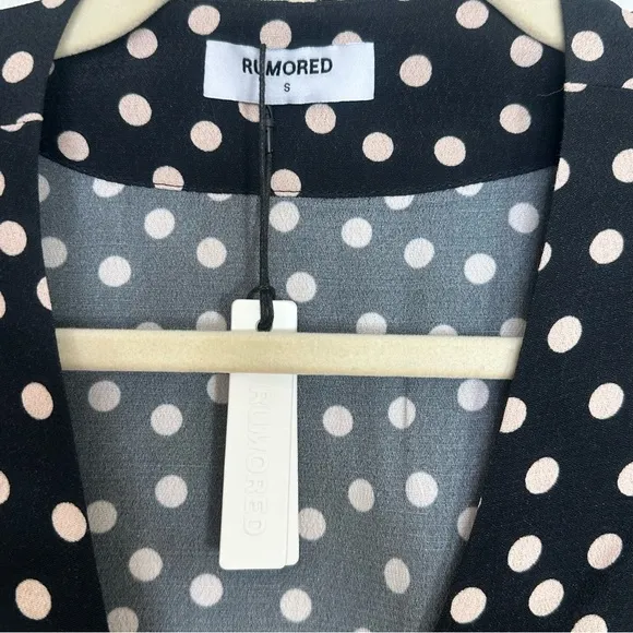 RUMORED Dot Dress rose wrap black ditsy